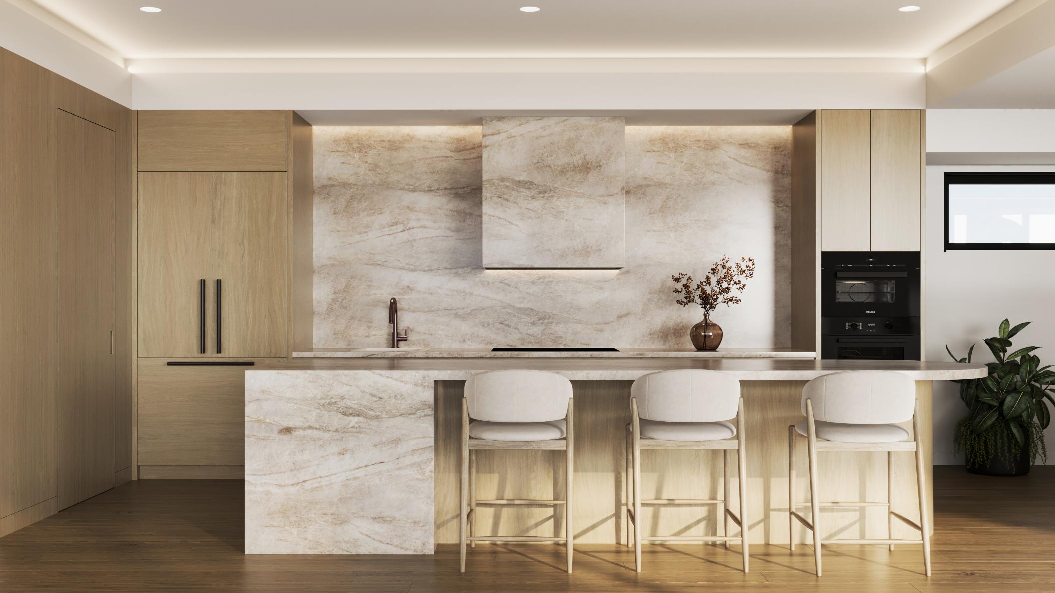 Stone kitchen with Prime Oak cabinetry