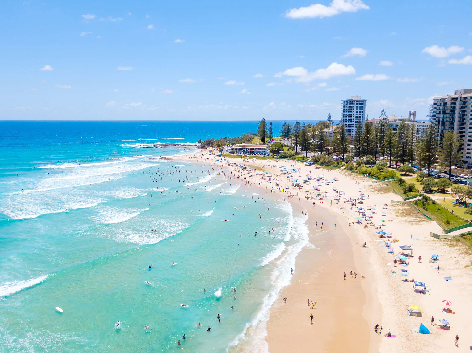 Aerial view of Rainbow Bay beach
