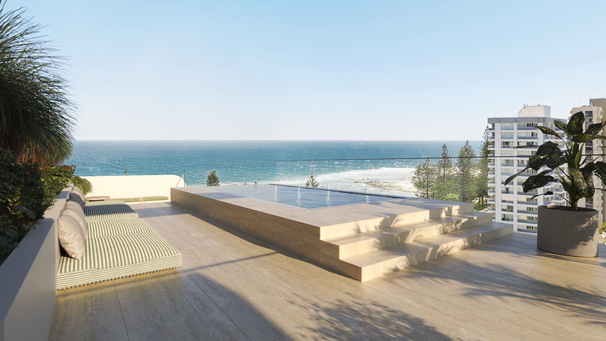 Rooftop pool overlooking Rainbow Bay